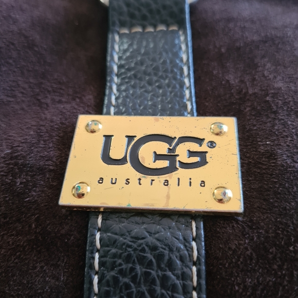 Ugg Australia Leather Brown Black Crossbody Bag - Picture 4 of 13